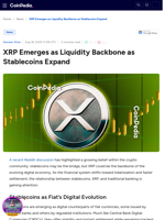 XRP Emerges as Liquidity Backbone as Stablecoins Expand