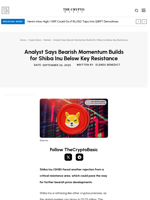 Analyst Says Bearish Momentum Builds for Shiba Inu Below Key Resistance