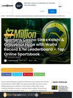 Spartans Casino Sinks Kalshi & Grosvenor Hype with World Record $7M Leaderboard - Top Online Sportsbook | Live Bitcoin News