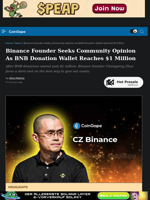 Binance Founder Seeks Opinion On BNB Donation