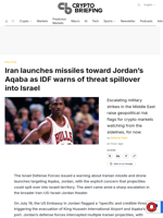Iran launches missiles toward Jordan's Aqaba as IDF warns of threat spillover into Israel