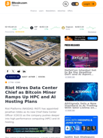 Riot Hires Data Center Chief as Bitcoin Miner Ramps Up HPC and AI Hosting Plans – Mining Bitcoin News