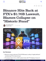 Binance Hits Back at FTX’s $1.76B Lawsuit, Blames Collapse on “Historic Fraud”