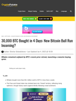 30,000 BTC Bought in 4 Days: New Bitcoin Bull Run Incoming?