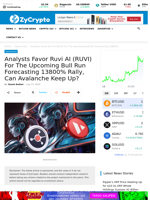 Analysts Favor Ruvi AI (RUVI) For The Upcoming Bull Run Forecasting 13800% Rally, Can Avalanche Keep Up?