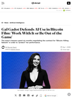 Gal Gadot Defends AI Use in Bitcoin Film: 'Work With It or Be Out of the Game' - Decrypt