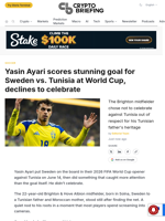 Yasin Ayari scores stunning goal for Sweden vs. Tunisia at World Cup, declines to celebrate