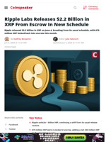 Ripple Unlocks $2.2B in XRP Under New Escrow Schedule