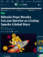 Bitcoin Pepe Breaks $16.6m Barrier as Listing Sparks Global Buzz - Crypto Daily