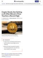 Crypto Stocks Are Getting a Lift After Bitcoin's Price Touches a Record High