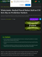 Wintermute-Backed Pascal Raises $9M as USV Bets Big on Prediction Markets