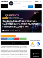 Cardano Price Prediction Eyes $0.88 Recovery, While Qubetics Forecasts a 7,066% ROI  | Live Bitcoin News