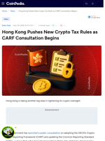 Hong Kong Pushes New Crypto Tax Rules as CARF Consultation Begins