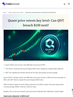 Quant price retests key level: Can QNT breach $100 next? - CoinJournal