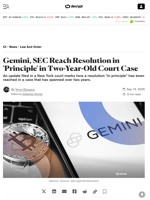 Gemini, SEC Reach Resolution in 'Principle' in Two-Year-Old Court Case - Decrypt