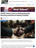 $APEX Token Listed on Staking Rewards, Boosting Institutional Staking Visibility - TheNewsCrypto