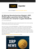 AI Mining Revolutionizes Ripple’s XRP, PFMCrypto Launches Smart Mining Contracts for Smarter Crypto Rewards