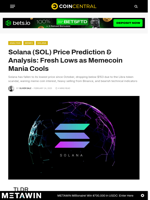 Solana (SOL) Price Prediction & Analysis: Fresh Lows as Memecoin Mania Cools - CoinCentral