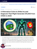 4 Alternative Coins to Shiba Inu and Dogecoin That Might Generate $15,000 from $1500 in 2025
