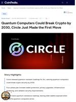Circle Quantum Computers Could Break Crypto by 2030