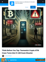 Think Before You Tap: Tasmania’s Crypto ATM Craze Turns Into $1.6M Scam Disaster