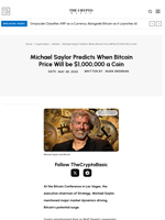 Michael Saylor Predicts When Bitcoin Price Will be $1,000,000 a Coin