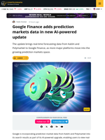 Google Finance Adds Kalshi, Polymarket Prediction Data