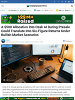 A $500 Allocation Into Ozak AI During Presale Could Translate Into Six-Figure Returns Under Bullish Market Scenarios