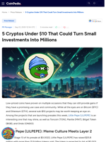 5 Cryptos Under $10 That Could Turn Small Investments Into Millions