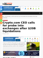 Crypto.com CEO calls for probe into exchanges after $20B liquidations - The Crypto News Wire