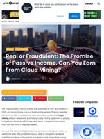 Real or Fraudulent: The Promise of Passive Income. Can You Earn From Cloud Mining? | Live Bitcoin News