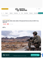 Iran's missile cities raise odds of US ground forces entry to 86.5% by April 30