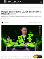 Morgan Stanley Set to Launch Bitcoin ETF as Bitcoin Recovers - DailyCoin