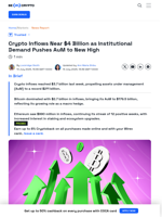 Crypto Inflows Surge Toward $4 Billion Fueling Institutional Growth