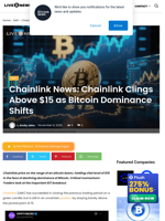 Chainlink News: Chainlink Clings Above $15 as Bitcoin Dominance Shifts | Live Bitcoin News