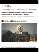 Morgan Stanley crosses $100mln in Bitcoin holdings – Why impact on BTC limited? - AMBCrypto