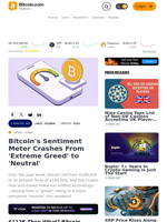 Bitcoin's Sentiment Meter Crashes From 'Extreme Greed' to 'Neutral' – Crypto News Bitcoin News