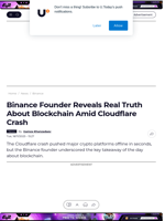 Binance Founder Reveals Real Truth About Blockchain Amid Cloudflare Crash - U.Today