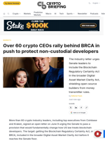 Over 60 crypto CEOs rally behind BRCA in push to protect non-custodial developers