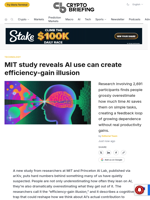 MIT study reveals AI use can create efficiency-gain illusion