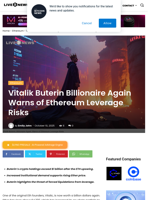 Vitalik Buterin Billionaire Again Warns of Ethereum Leverage Risks | Live Bitcoin News
