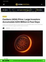 Cardano (ADA) Price: Large Investors Accumulate $204 Million in Four Days - CoinCentral