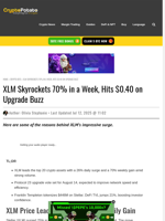 XLM Skyrockets 70% in a Week, Hits $0.40 on Upgrade Buzz