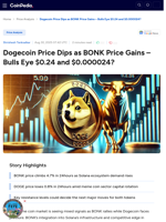 Dogecoin Price Dips as BONK Price Gains – Bulls Eye $0.24 and $0.000024?