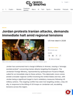 Jordan protests Iranian attacks, demands immediate halt amid regional tensions