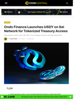 Ondo Finance Launches USDY on Sei Network for Tokenized Treasury Access