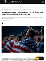 “Leadership We Can Believe In?” Voices Split Over Warren-Backed Clarity Act - DailyCoin