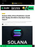 Solana (SOL) Price Prediction: Could SOL Really Hit $900 in the Next Three Years? - CoinCentral