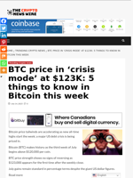BTC price in 'crisis mode' at $123K: 5 things to know in Bitcoin this week - The Crypto News Wire