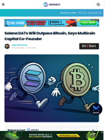Solana DATs Will Outpace Bitcoin: Multicoin Capital Co-Founder